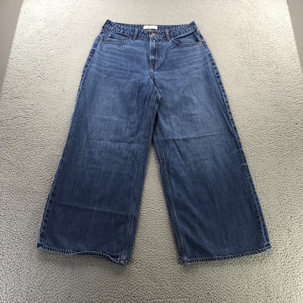 Abercrombie & Fitch Jeans Womens 30 Short Blue High Rise Wide Leg Medium Wash